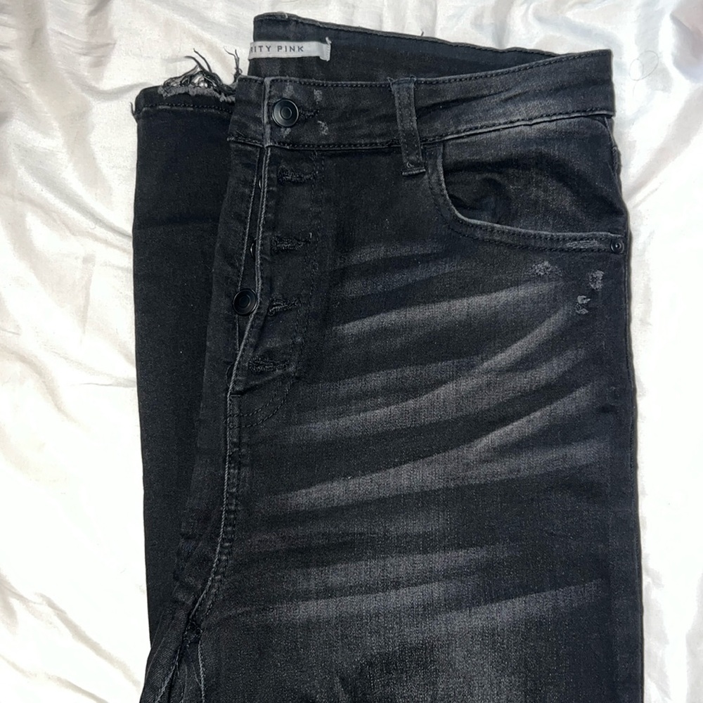 Celebrity Pink Black Distressed Skinny Jeans